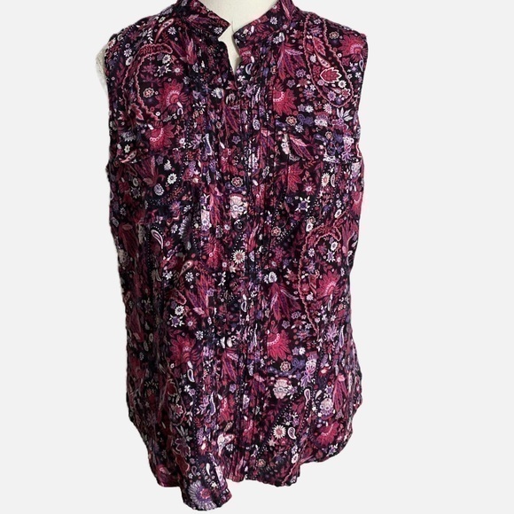 Charter Club Tops - Charter‎ Club Paisley Print Sleeveless linen Button Down blouse